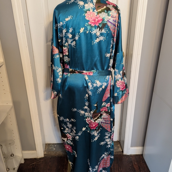 Floral Satin Kimono Robe - Picture 3 of 3